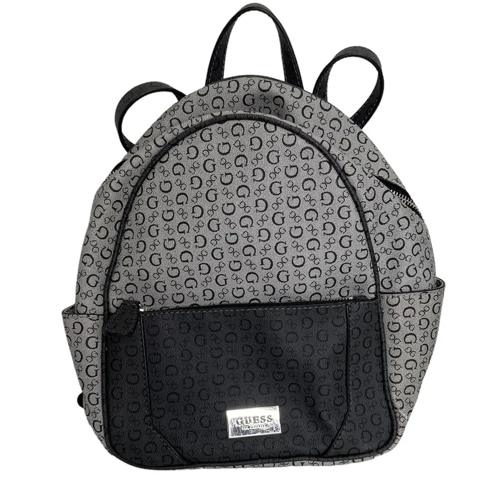 Guess Gray Signature Backpack Purse Bag